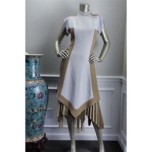 NWT JONATHAN SAUNDERS Lavender Beige Layered Pleated Dress 4